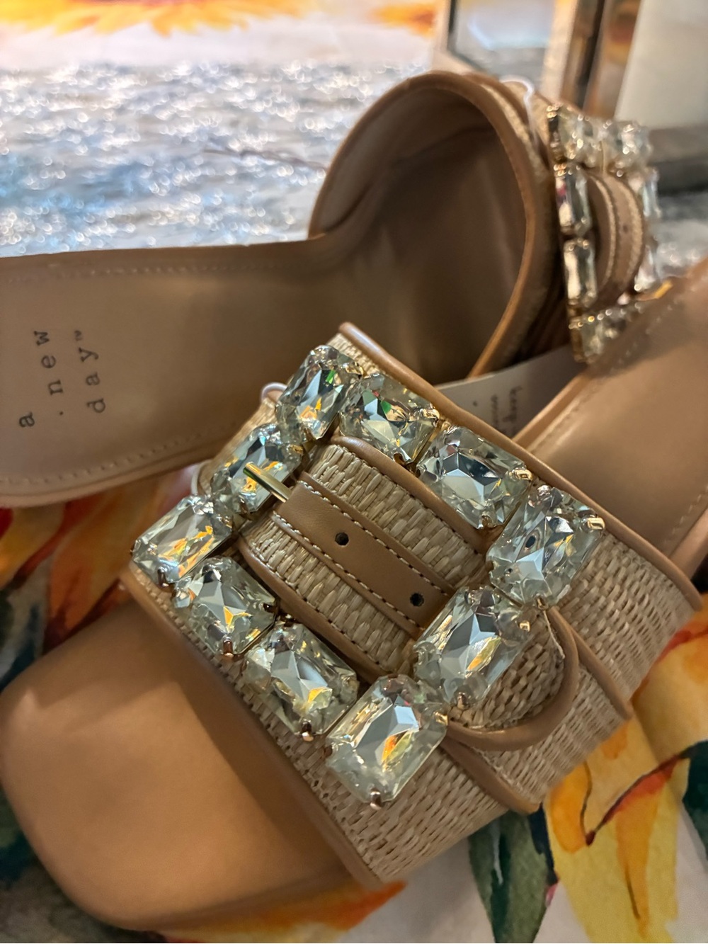 a new day Beige Woven Block Heel Wedges - Picture 3 of 7
